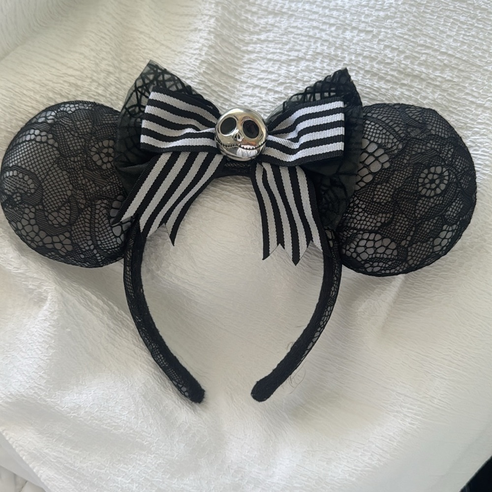 Black Lace Mouse Ears Headband